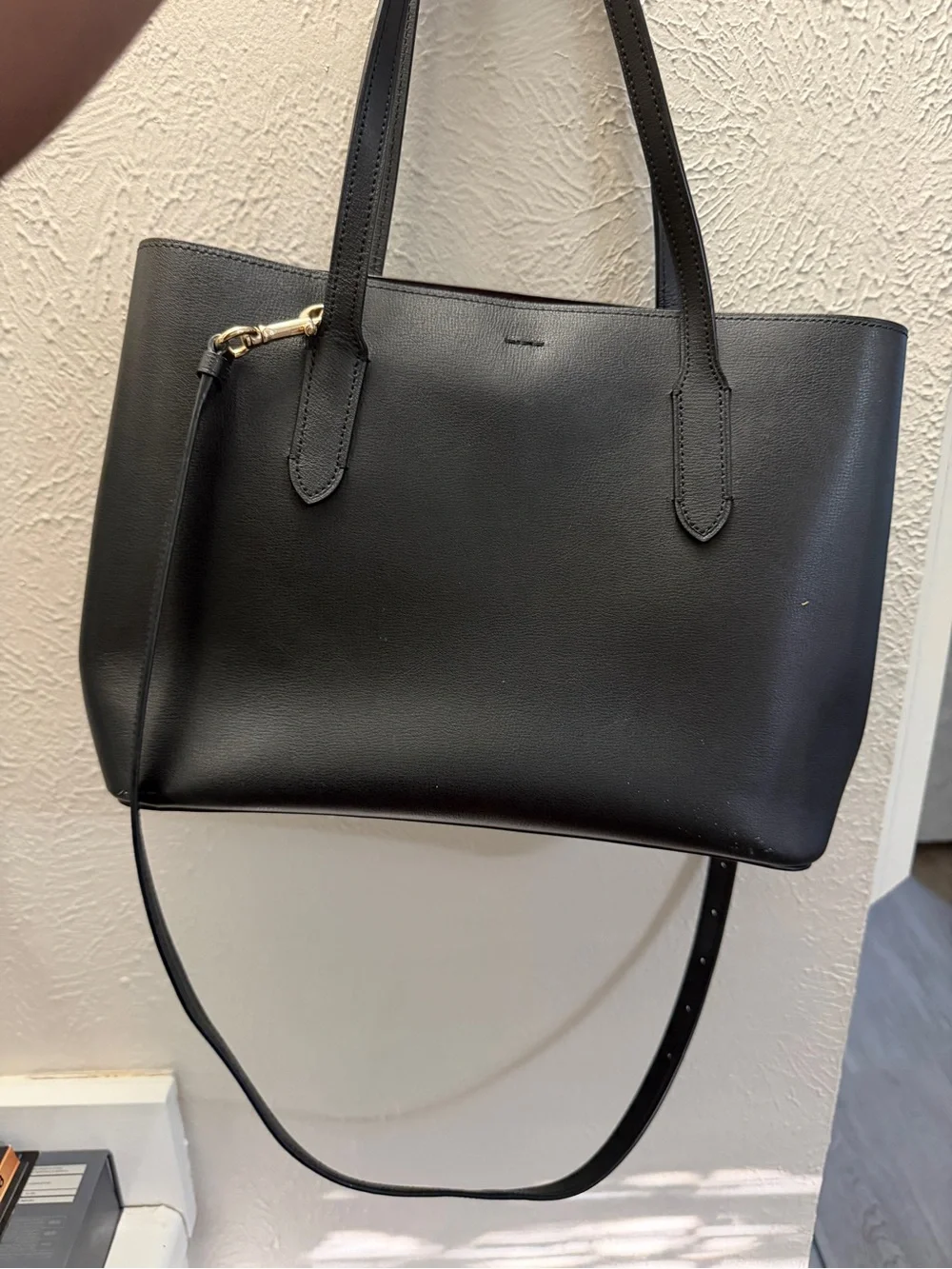 Coach Black Leather Tote with Gold Logo
